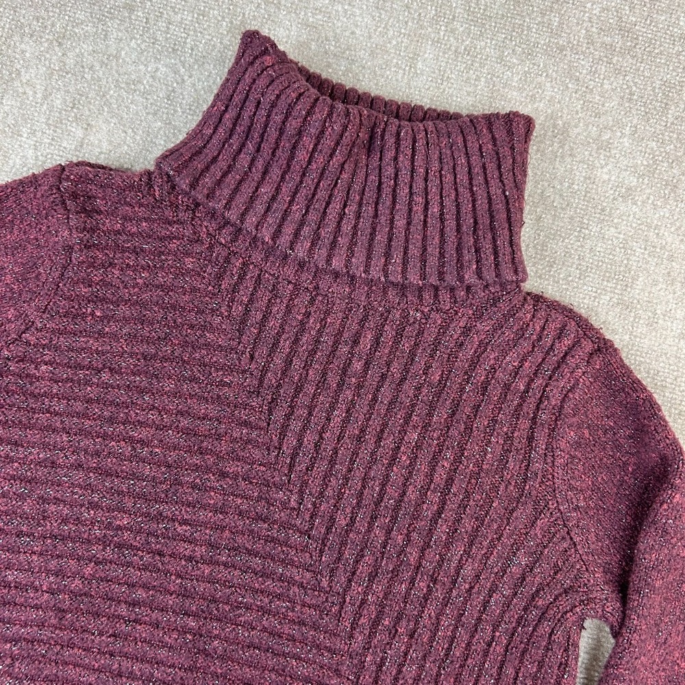 Simply Vera Vera Wang Sweater Womens Medium Plum Ribbed Chunky Knit Turtleneck‎